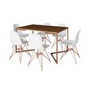 Ver imagem 6 de Mesa Jantar Industrial Retangular 137X90Cm Amêndoa Base V C/6 Cadeiras Brancas Base C Cor: Amendoa