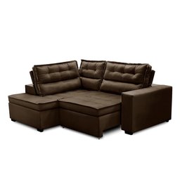 Sofá de Canto Retrátil e Reclinável com Molas 2,50x2,00 Esq Virginia Suede Marrom Adonai - 4