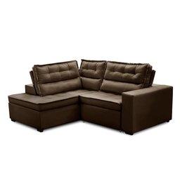 Sofá de Canto Retrátil e Reclinável com Molas 2,50x2,00 Esq Virginia Suede Marrom Adonai - 3
