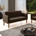 Ver imagem 2 de Sofá Namoradeira Base de Madeira Fixa Castanho Marisa Suede D03 - D'Rossi Marrom