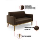 Ver imagem 6 de Sofá Namoradeira Base de Madeira Fixa Castanho Marisa Suede D03 - D'Rossi Marrom
