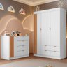 Quarto Infantil com Guarda Roupa e Cômoda Ayla Branco - Phoenix Baby - 3
