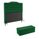Ver imagem 1 de Kit Cabeceira Decorativa Para Cama Box Pollux e Calçadeira Sagitarius 140 Para Cama de Casal Sued Ve