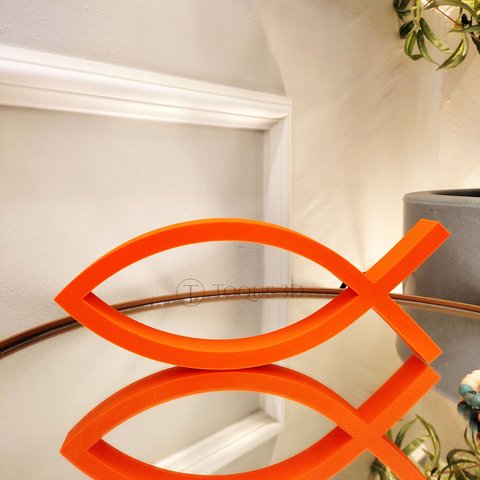 Estatueta Peixe - Decoração Imagem Religiosa, Artigo Casa, Enfeite de Mesa - Cor: Laranja