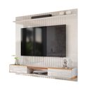 Ver imagem 1 de Painel Ripado Atlas - Mdf 1 Prateleira, Espaço para Tv até 70" Off White Perolizado-jequitiba -
