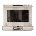 Ver imagem 6 de Painel Ripado Atlas - Mdf 1 Prateleira, Espaço para Tv até 70" Off White Perolizado-jequitiba -