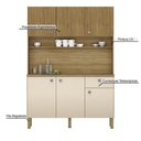 Ver imagem 4 de Armário de Cozinha Compacta 6 Portas 1 Gaveta Roma - Freijó/vanilla/cp-ripado Freijó