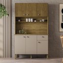 Ver imagem 1 de Armário de Cozinha Compacta 6 Portas 1 Gaveta Roma - Freijó/vanilla/cp-ripado Freijó