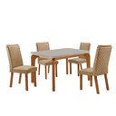 Ver imagem 1 de Mesa de Jantar Liz 120cm Tampo Mdf Vidro Canto Copo com 4 Cadeiras Lira