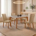Ver imagem 2 de Mesa de Jantar Liz 120cm Tampo Mdf Vidro Canto Copo com 4 Cadeiras Lira