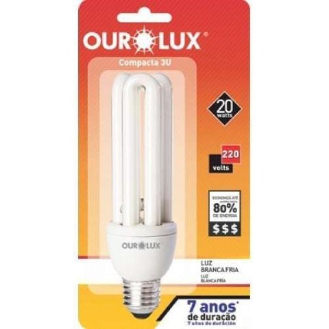 Lâmpada Eletrônica 3u 20 Watts 220 Volts Branco Frio 6400k - Ourolux