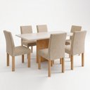 Ver imagem 2 de Conjunto de Mesa de Jantar 6 Lugares 160x80cm em MDF Cinamomo Off White e Bege