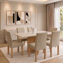 Ver imagem 1 de Conjunto de Mesa de Jantar 6 Lugares 160x80cm em MDF Cinamomo Off White e Bege