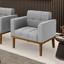 Ver imagem 6 de Poltrona Base de Madeira Fixa Castanho Elisa Suede Cinza D03 - D'Rossi