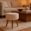 Ver imagem 2 de Puff Redondo 40cm Yuna Bouclé Off White - Sallar Home