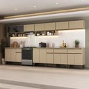 Ver imagem 1 de Armário de Cozinha Completa Atlanta Downtown com Vidro Carraro Amêndoa
