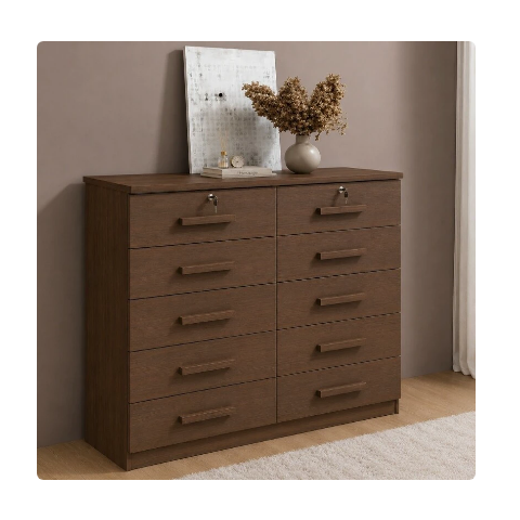 Cômoda Ryad 10 Gavetas D'Doro Móveis:Castanho