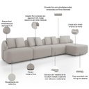 Ver imagem 4 de Sofá 5 Lugares com Chaise Direito Sala Living 328cm Arlo F04 Linho Cru - Lyam Decor