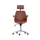 Ver imagem 5 de Cadeira de Escritório Ergonômica Giratória Moderna Alta Presidente Lisboa Apoio Cabeça Office Marrom