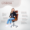 Cadeira de Escritório Ergonômica Giratória Moderna Alta Presidente Lisboa Apoio Cabeça Office Marrom - 3
