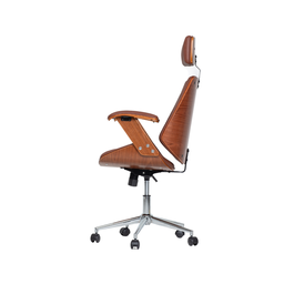 Cadeira de Escritório Ergonômica Giratória Moderna Alta Presidente Lisboa Apoio Cabeça Office Marrom - 6