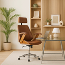 Ver imagem 1 de Cadeira de Escritório Ergonômica Giratória Moderna Alta Presidente Lisboa Apoio Cabeça Office Marrom