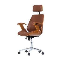 Cadeira de Escritório Ergonômica Giratória Moderna Alta Presidente Lisboa Apoio Cabeça Office Marrom - 4
