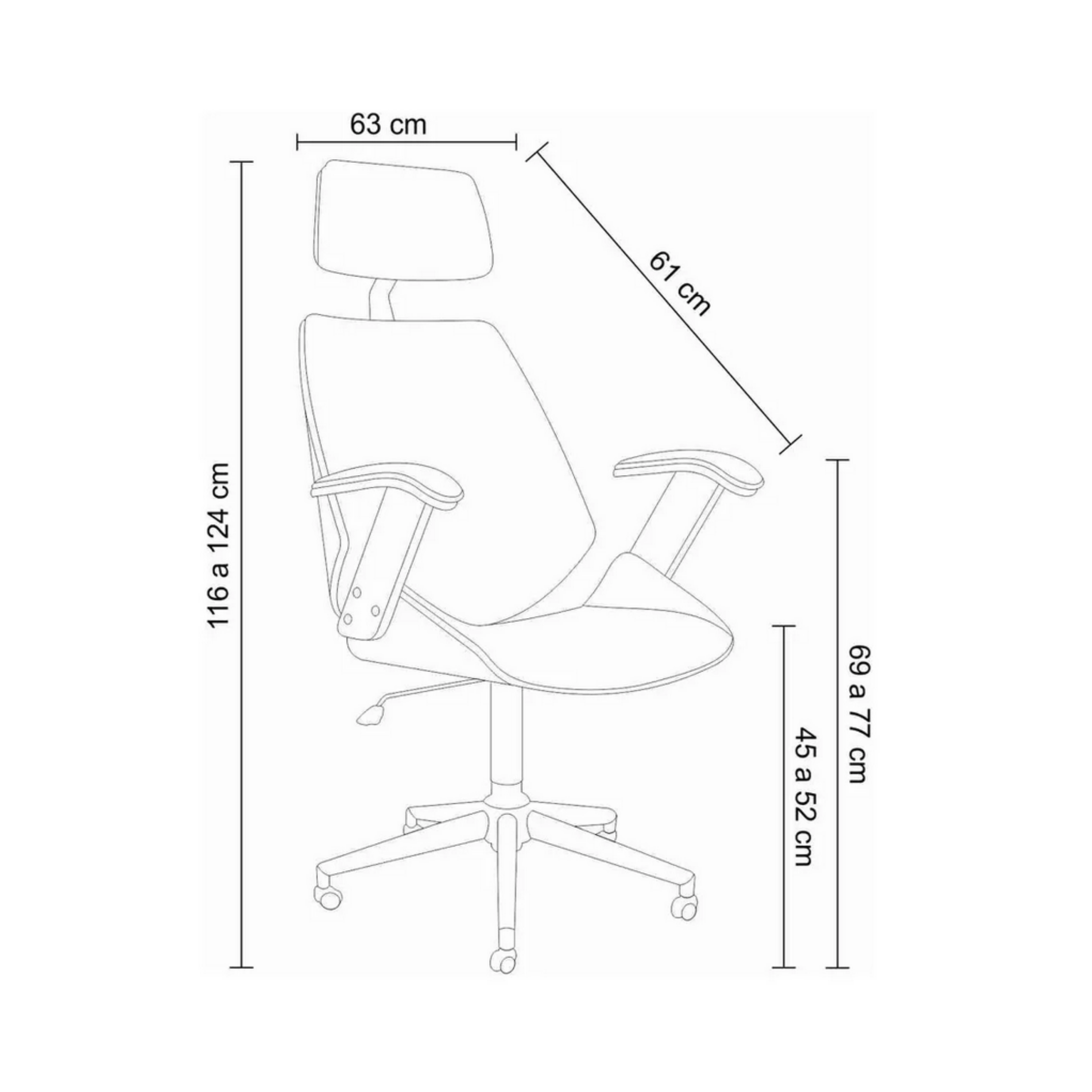 Cadeira Giratória Lisboa Bergen Rivatti C/ Encosto de Cabeça Madeira Laminada Pu Marrom Base Rodizio - 8