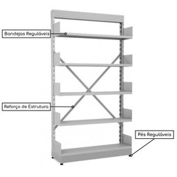 Estante Biblioteca de Parede com 05 Bandejas - 2,00x0,92x0,32m - Sa - 13124 - 3