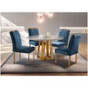 Ver imagem 6 de Conjunto Sala de Jantar 4 Lugares Off-white/azul Turquesa