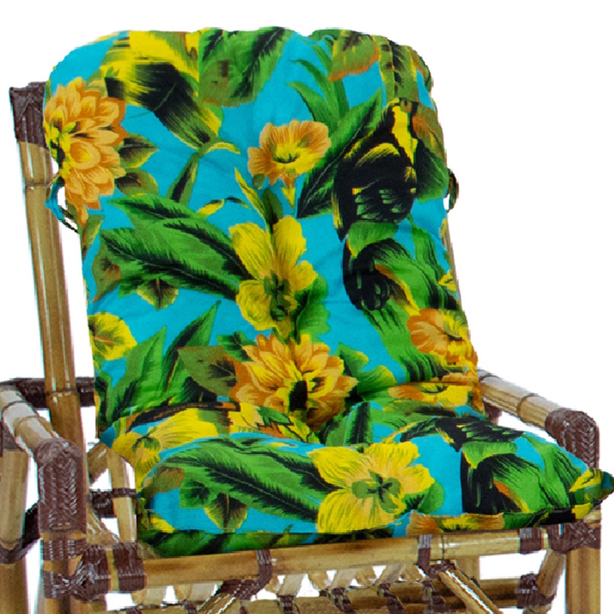 Kit 2 Cadeiras de Bambu + Mesa de Centro Área Interna e Externa Cor Floral T11 - 2