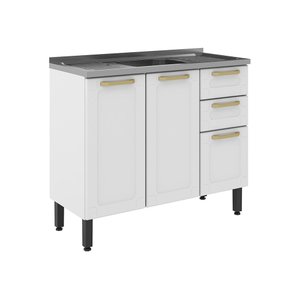 Balcão Cozinha em Aço com Pia Colors Branco Bertolini