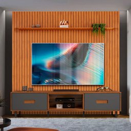 Painel Ripado Com Rack Industrial 75 Polegadas Cinza Urbano Freijó Egito Shop Jm - 1