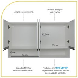 Armário Aéreo Multiuso 120cm 100%mdf Cozinha/área de Serviço - 3