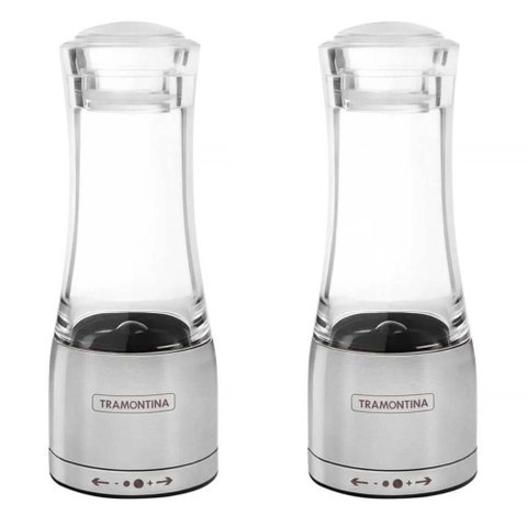 Kit 2 Moedores de Sal Pimenta Tramontina Inox com Moinho Cerâmica Realce