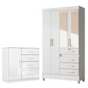 Ver imagem 1 de Guarda Roupa Infantil Sobral com Espelho e Cômoda Vênus Branco Flex – Moval