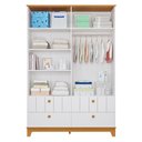 Ver imagem 3 de Dormitório Biscoito Guarda Roupa, Cômoda e Berço Branco/nature com Colchão Physical - Permóbili