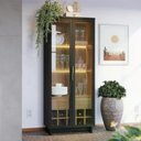 Ver imagem 3 de Cristaleira 2 Portas 1 Gaveta Preto Noce Milano Clb Preto No