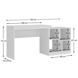 Escrivaninha 160cm Multifuncional 4 Nichos Ho-2904 Hecol Móveis - 4 Escrivaninha 160cm Multifuncional 4 Nichos Ho-2904 Hecol Móveis - 4