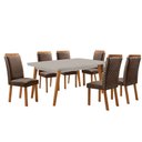 Ver imagem 1 de Mesa de Jantar Copper 180cm Madeira Tampo Vidro Canto Copo com 6 Cadeiras Lorena Moderna Mobília