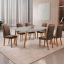 Ver imagem 7 de Mesa de Jantar Copper 180cm Madeira Tampo Vidro Canto Copo com 6 Cadeiras Lorena Moderna Mobília