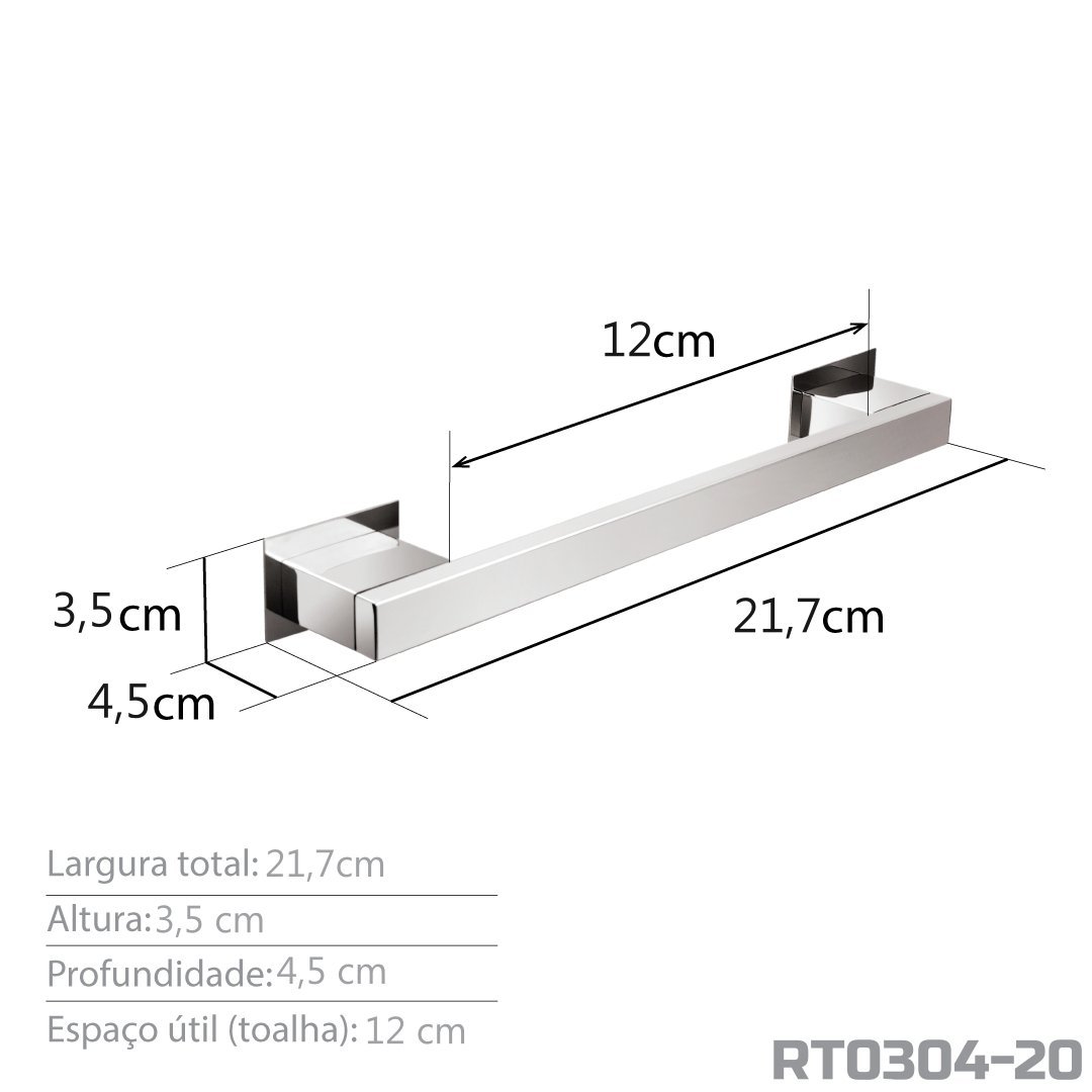 Toalheiro 20 cm Inox Grafite - Kromus RT0304-20G - 4