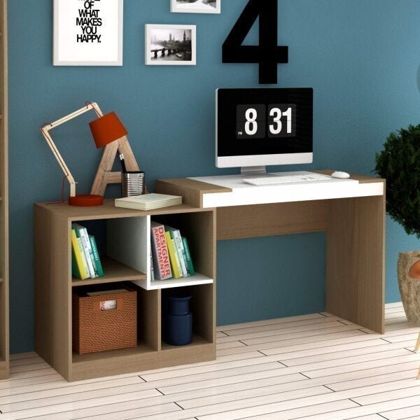 Escrivaninha Multifuncional 2 em 1 com 4 Nichos Ho-2904 Home Office Espresso Móveis - 4
