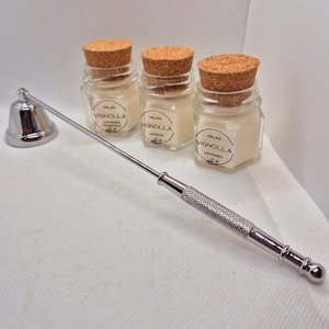 Abafador para Apagar Vela e Kit com 3 Velas 30gr Aromáticas:prata