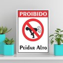 Ver imagem 2 de Quadro Divertido Proibido Peidar Alto 24x18cm:Madeira preta