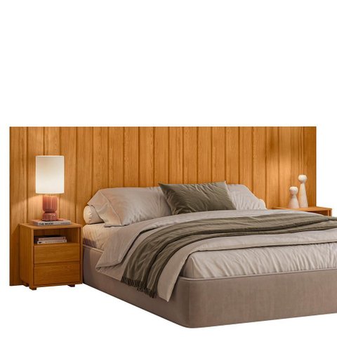 Cabeceira Casal Extensível Frida com Mesas de Cabeceira Cinamomo - Madetec