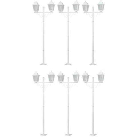 Kit 6 Postes de Iluminação para Jardim 2,1m Branco Clássico Colonial E27 Soberana Dital