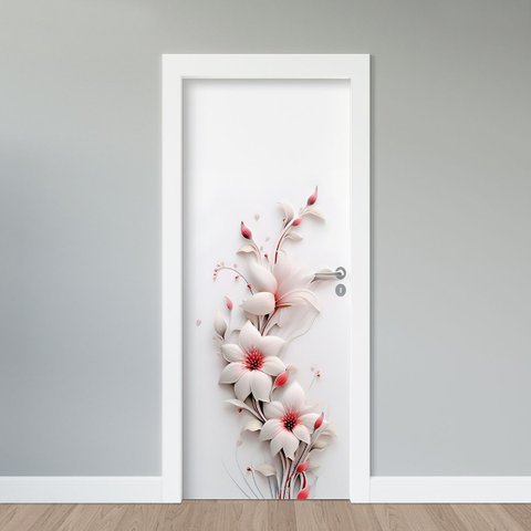 Adesivo de Porta - Flor Branca Delicada