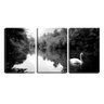 Quadro canvas 45x96 cisne branco no lago pb - 1