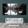Quadro canvas 45x96 cisne branco no lago pb - 2